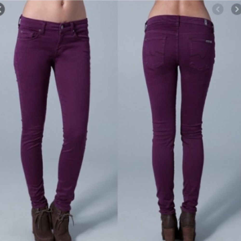New Jen 7 High Waist Slim Straight leg Jeans Purple Red size 0 fashionista glam
